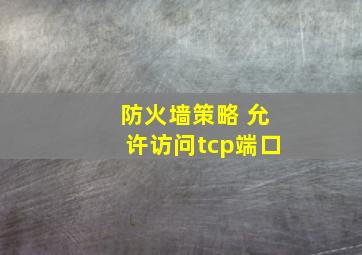 防火墙策略 允许访问tcp端口